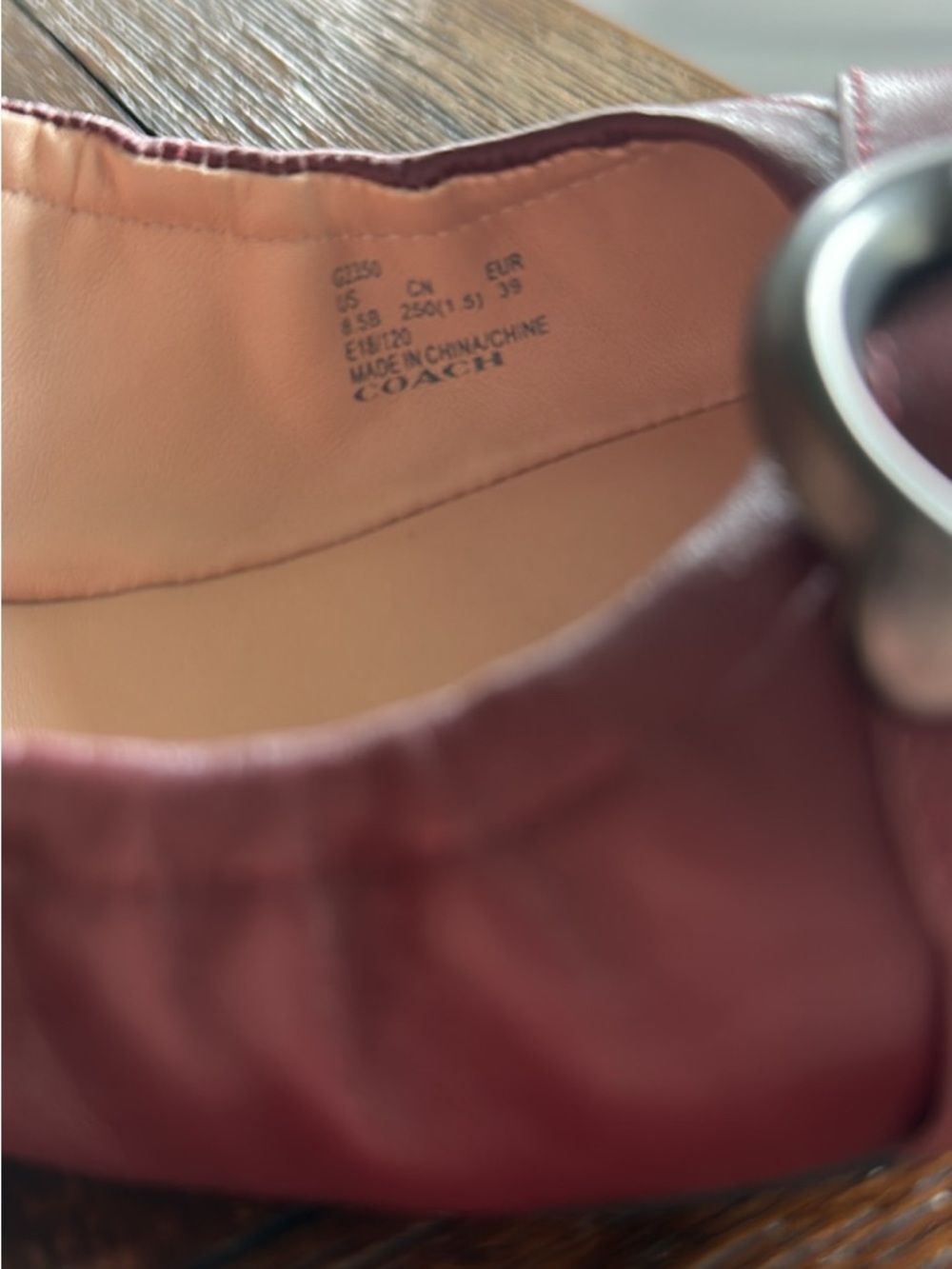 NEW Coach Womens Maroon Leather Ballet Flats with Signature Hardware - Picture 4 of 4